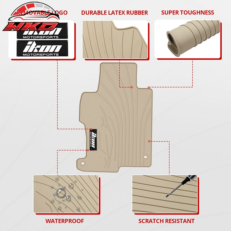 Fits 13-17 Honda Accord 4DR Latex Rubber Floor Mats Custom?Fit Carpets Beige 5PC