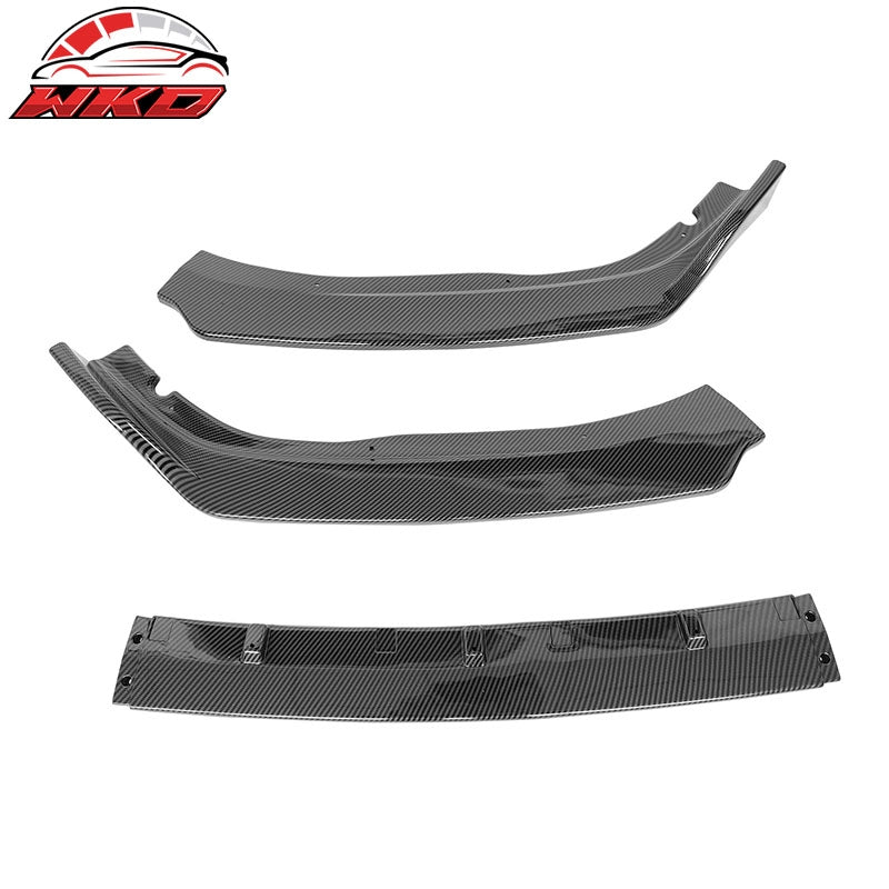 Fits 18-20 Honda Accord Carbon Fiber Print Front Bumper Lip Spoiler 3PC Kit PP