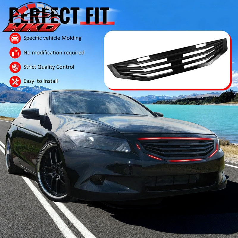 Fits 08-10 Honda Accord Coupe Mugen Style Front Upper Grille Matte Black ABS