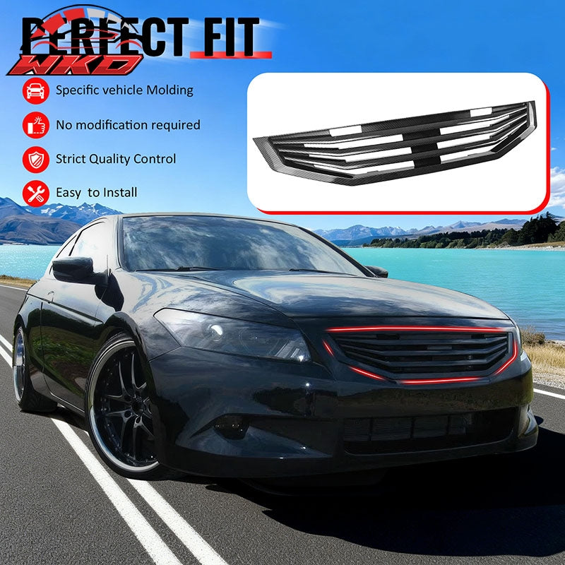 Fits 08-10 Honda Accord Coupe Mugen Style Upper Grille Carbon Fiber Print ABS