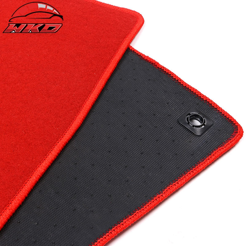 Fits 18-22 Honda Accord Car Floor Mats Liner Front Rear Nylon Red Carpets 4PC