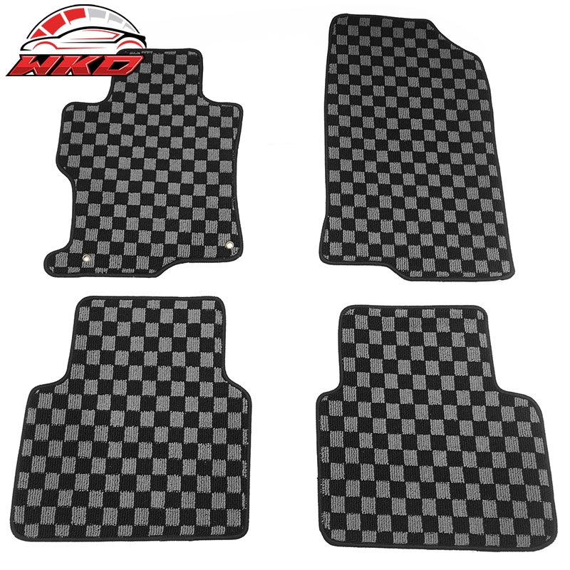 Wholesale 08-12 Honda Accord Floor Mats Non-Slip Carpets Checkered Black Gray Plaid