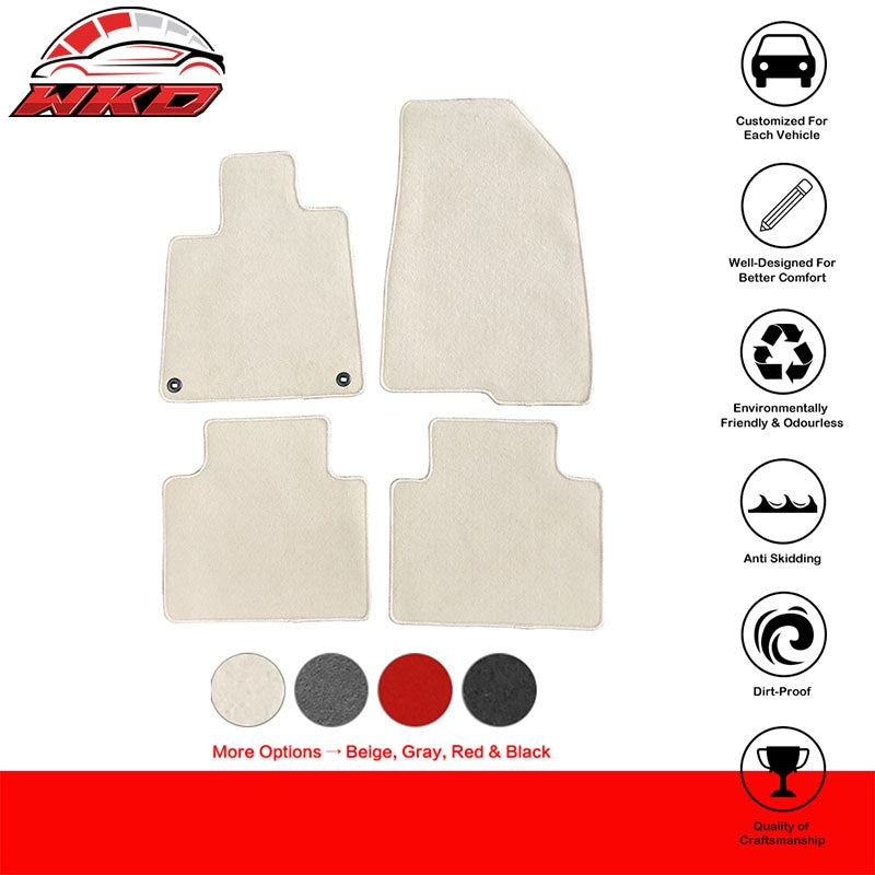 Fits 18-22 Honda Accord Nylon Car Floor Mats Beige Carpet Front & Rear 4PC Set