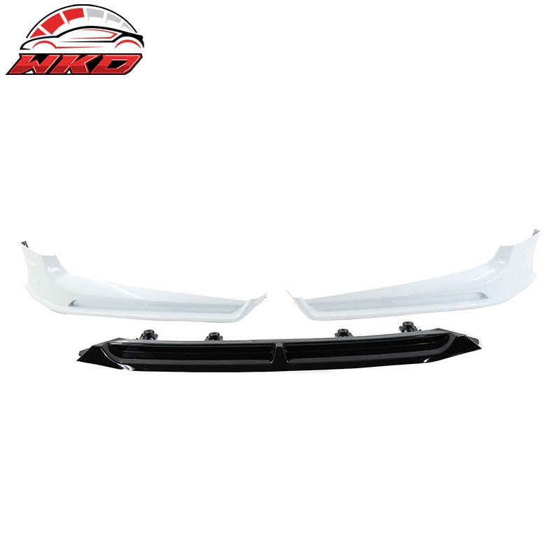 Fits 18-20 Honda Accord Front Bumper Lip Gloss Black & Platinum White Pearl 3PC