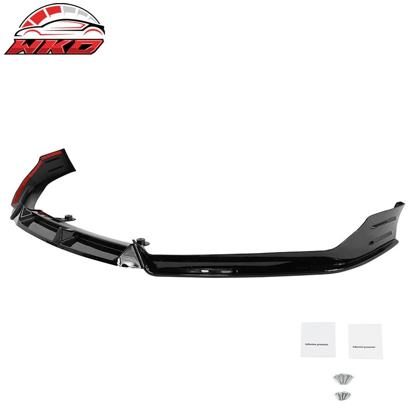 For 21-22 Honda Accord Gloss Black Front Bumper Lip Spoiler Splitter PP 3PC