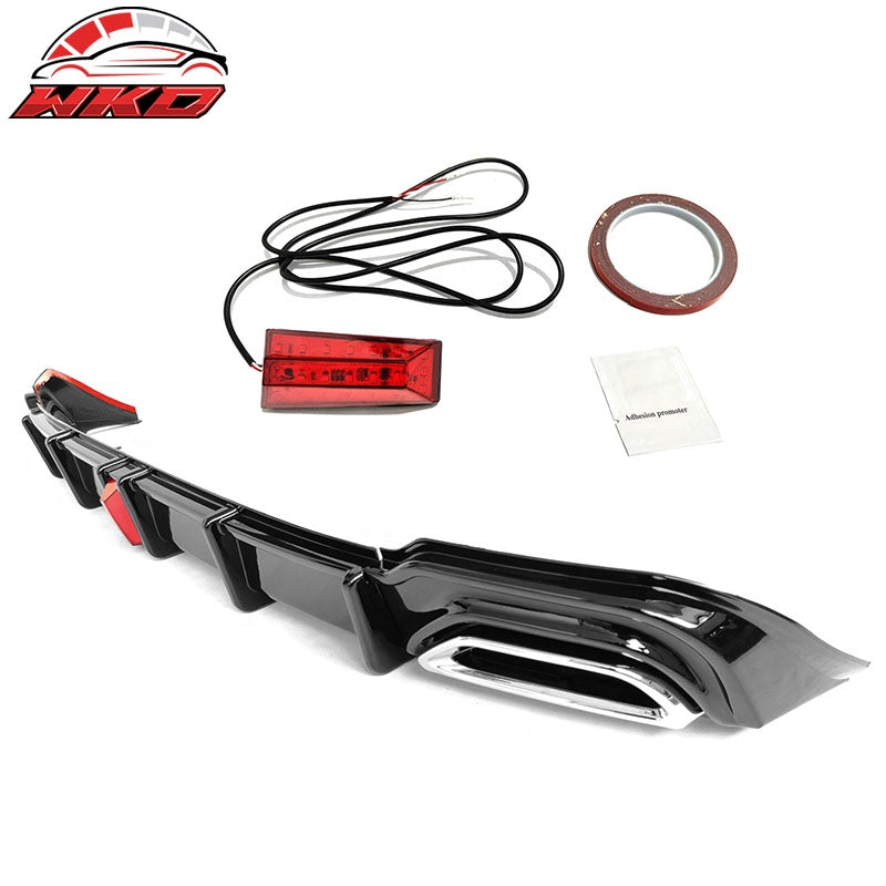 Fits 18-22 Honda Accord Hybrid LED Rear Bumper Lip Diffuser Spoiler Gloss Black