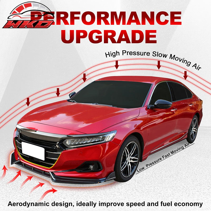 Fits 21-22 Honda Accord IKON V1 Style 3PC Front Bumper Lip PP Carbon Fiber Print
