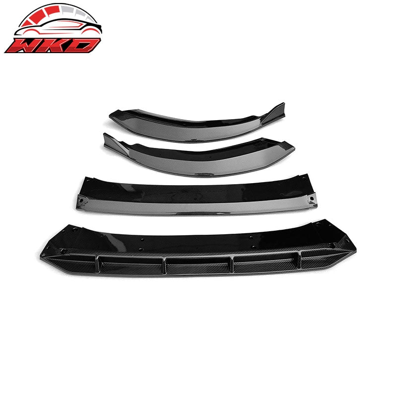 Fits 23-26 Honda Accord IKON V1 Style Carbon Fiber Print Front Bumper Lip PP 4PC