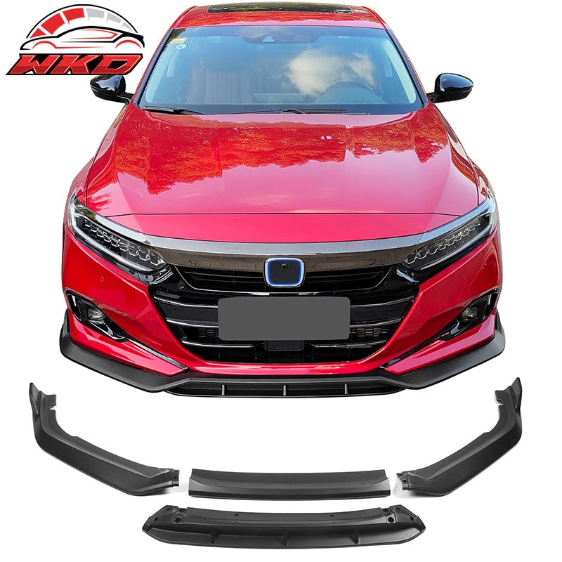 Fits 21-22 Honda Accord IKON V2 Style 4PCS Front Bumper Lip PP Matte Black
