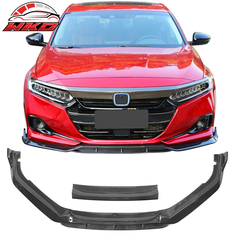 Fits 21-22 Honda Accord IKON V2 Carbon Fiber Print Front Bumper Lip Spoiler 4PCS