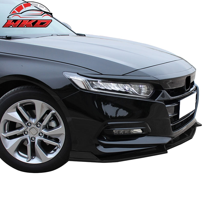 Fits 18-20 Honda Accord IKON V2 Style Matte Black Front Bumper Lip Spoiler 3PCS
