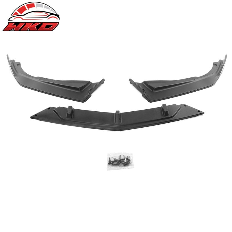 Fits 18-20 Honda Accord IKON V2 Style Matte Black Front Bumper Lip Spoiler 3PCS