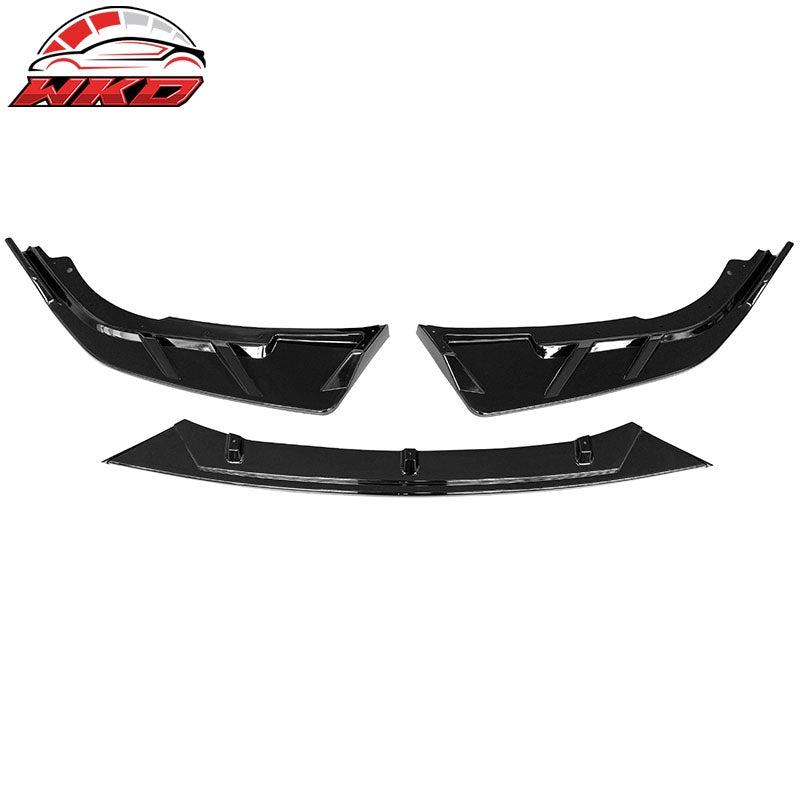 Fits 21-22 Honda Accord IKON V3 Gloss Black PP Front Bumper Lip Spoiler 3PCS