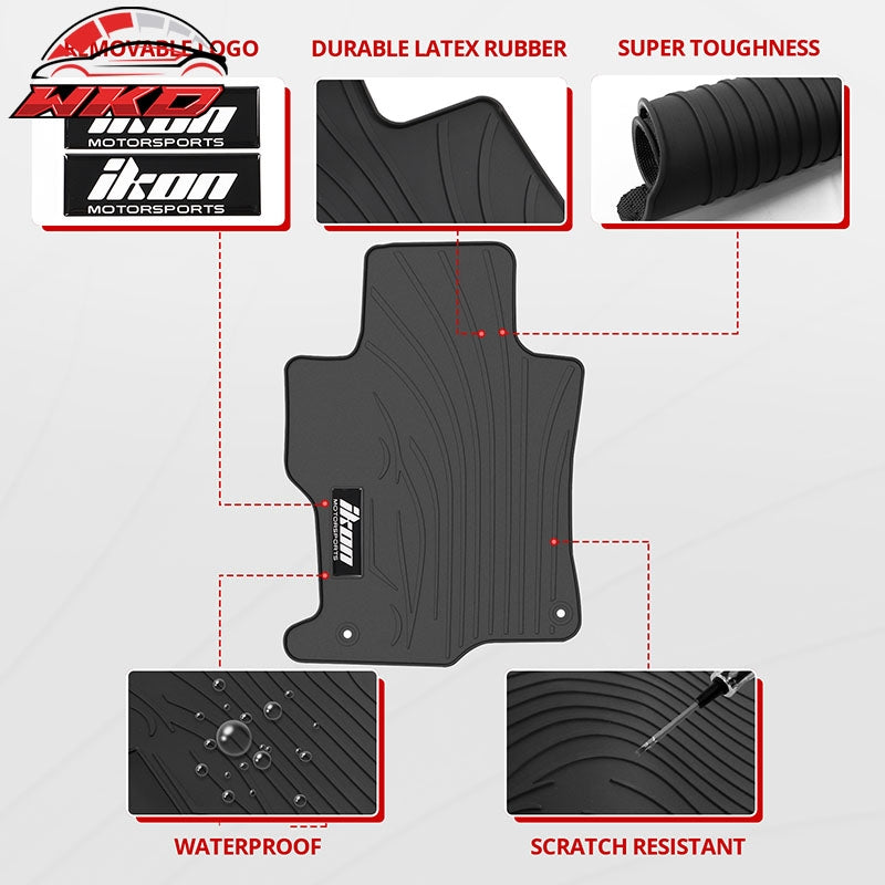 Fits 08-12 Honda Accord Latex Car Floor Mats Liner All Weather Black Carpets 5PC