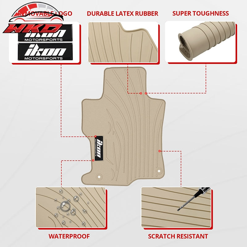 Fits 08-12 Honda Accord Beige Latex Rubber Car Floor Mats Custom Fit Carpets 5PC