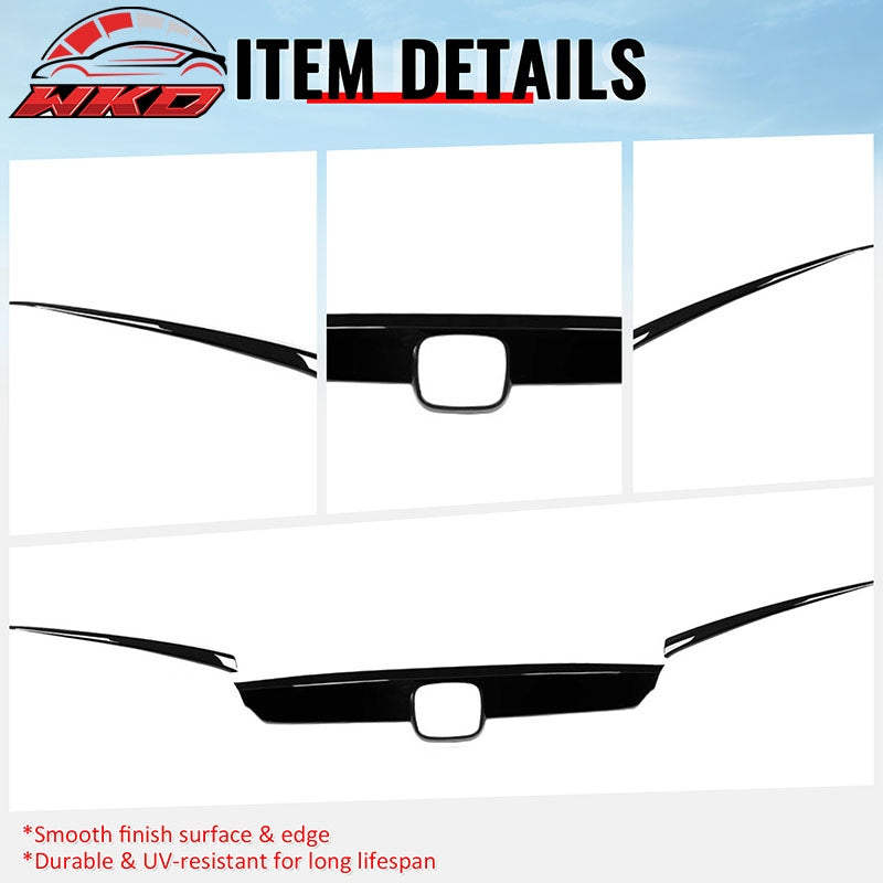For 18-20 Honda Accord OE Style Front Bumper Grille Cover Trim ABS - Gloss Black