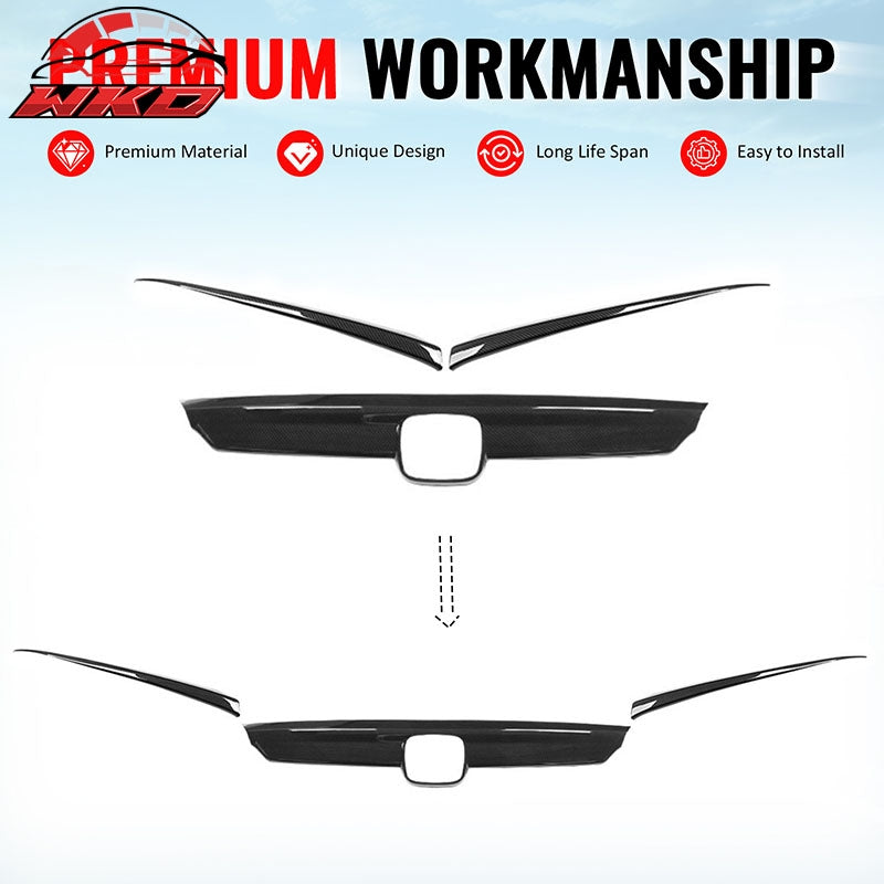 For 18-20 Honda Accord OE Style Front Grille Cover Trim ABS Carbon Fiber Print