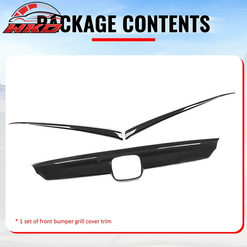 For 18-20 Honda Accord OE Style Front Grille Cover Trim ABS Carbon Fiber Print