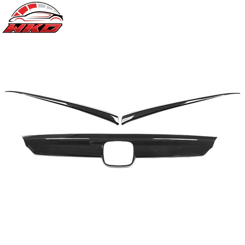 For 18-20 Honda Accord OE Style Front Grille Cover Trim ABS Carbon Fiber Print
