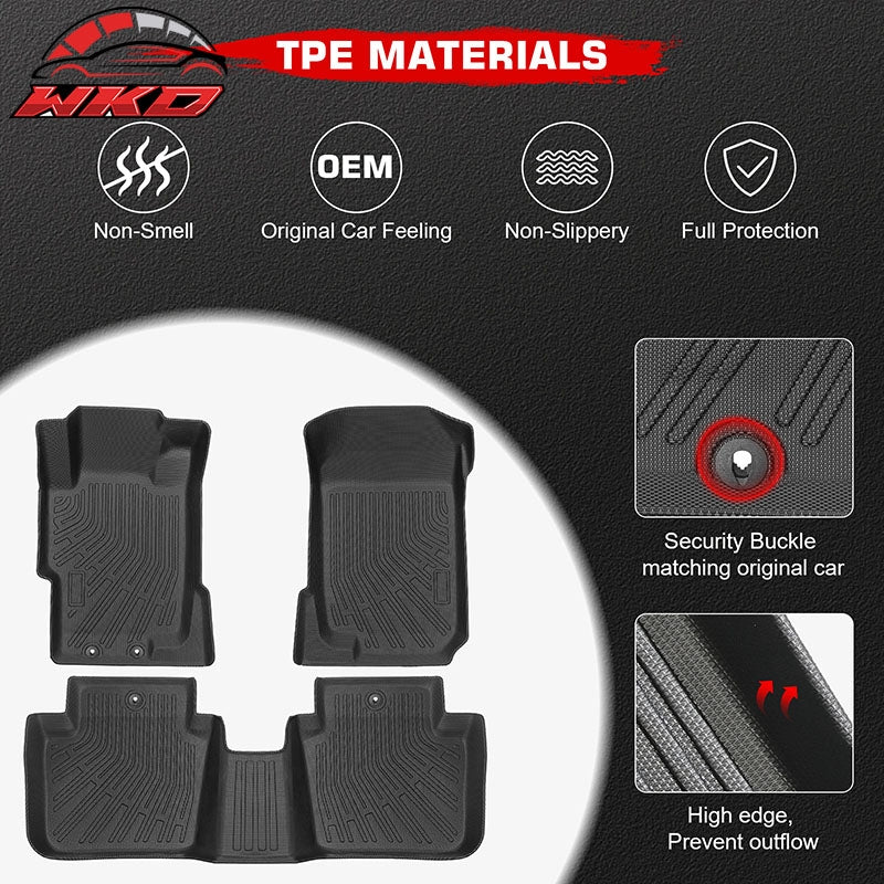 Fits 03-07 Honda Accord Sedan 4DR Anti-Slip Floor Mats All Weather TPE Carpets
