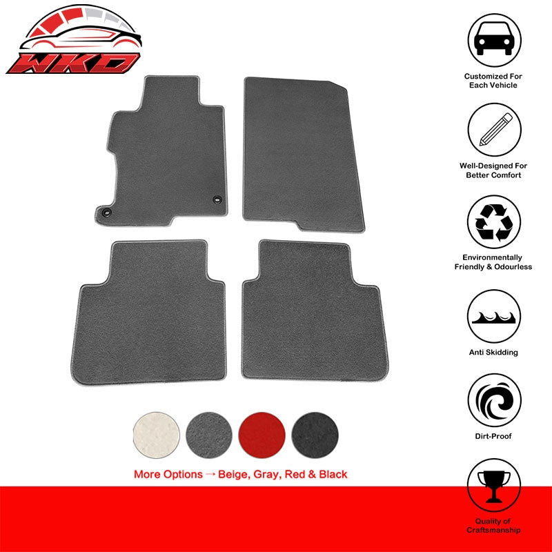 Fits 13-17 Honda Accord Sedan Floor Mats Liner Front Rear Nylon Grey Carpets 4PC