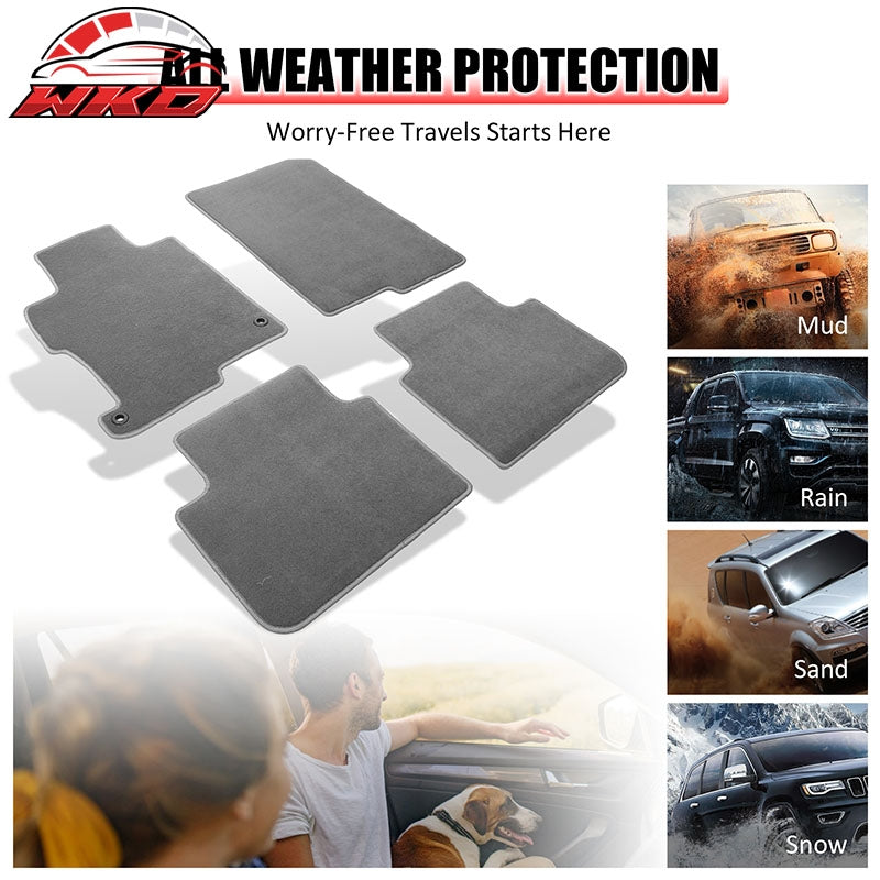Fits 13-17 Honda Accord Sedan Floor Mats Liner Front Rear Nylon Grey Carpets 4PC