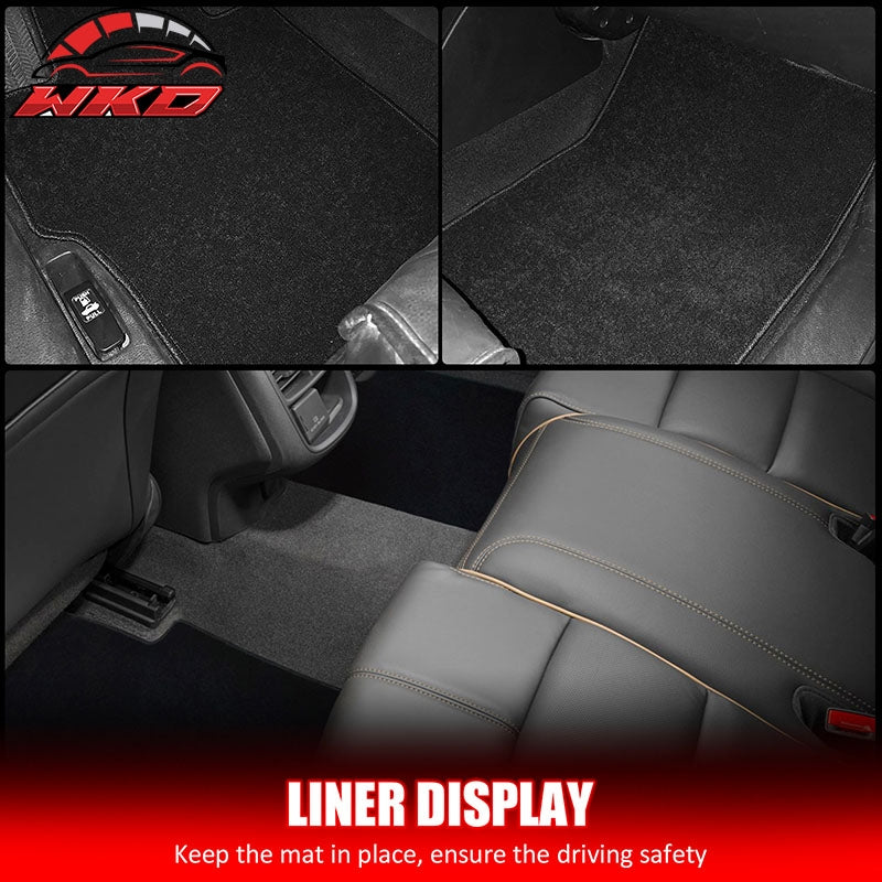 Fits 13-17 Honda Accord Sedan Floor Mats Nylon Black Non-Slip Auto Carpets 4PCS