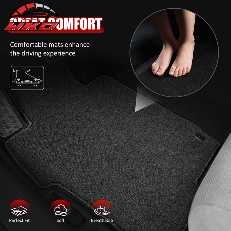 Fits 13-17 Honda Accord Sedan Floor Mats Nylon Black Non-Slip Auto Carpets 4PCS