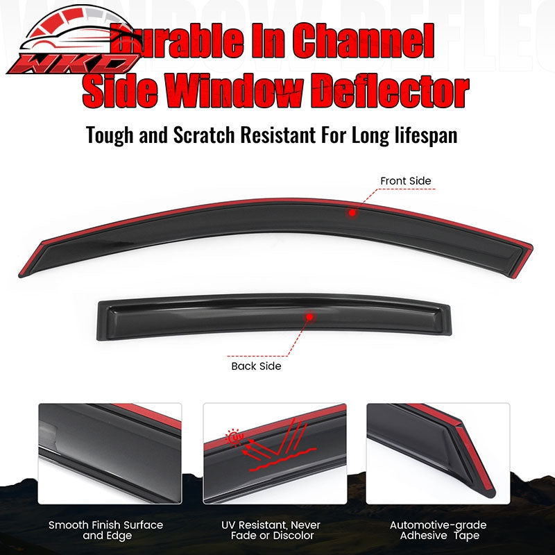 Fits 08-12 Honda Accord Sedan Window Visors In Channel Sun Rain Guard Deflector