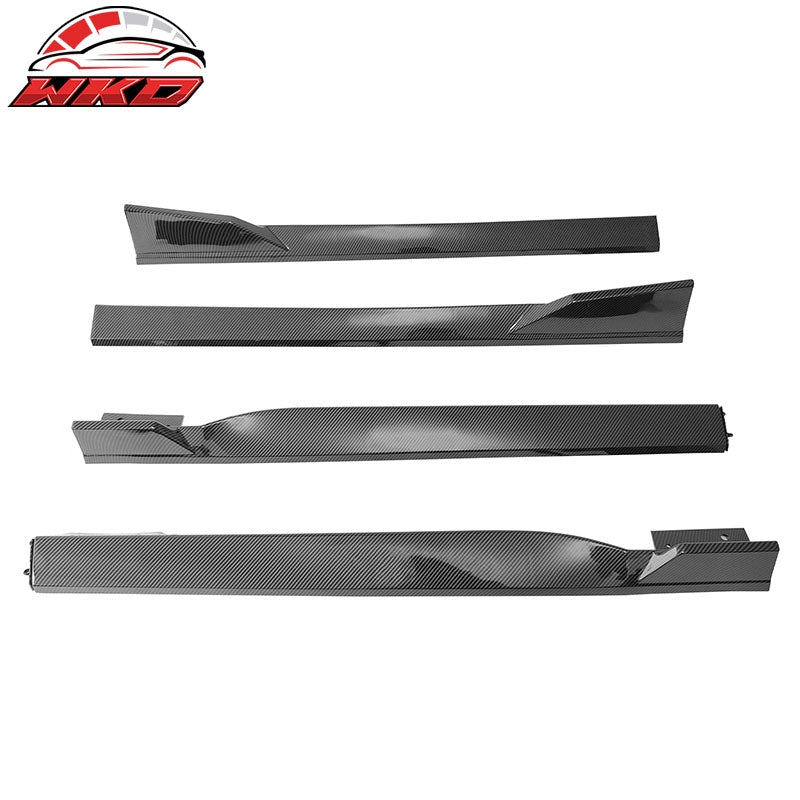 Fits 18-22 Honda Accord 4PCS Side Skirts Extension Panels PP Carbon Fiber Print