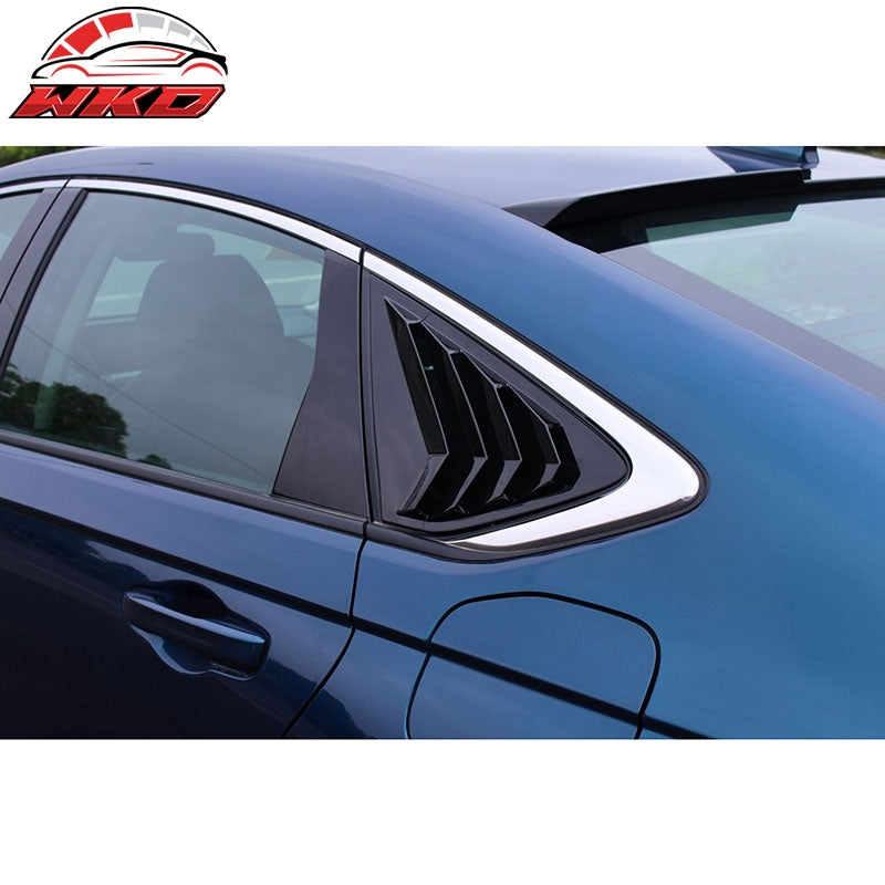 Fits 23-26 Honda Accord IKON Side Quarter Window Louver Covers ABS - Gloss Black