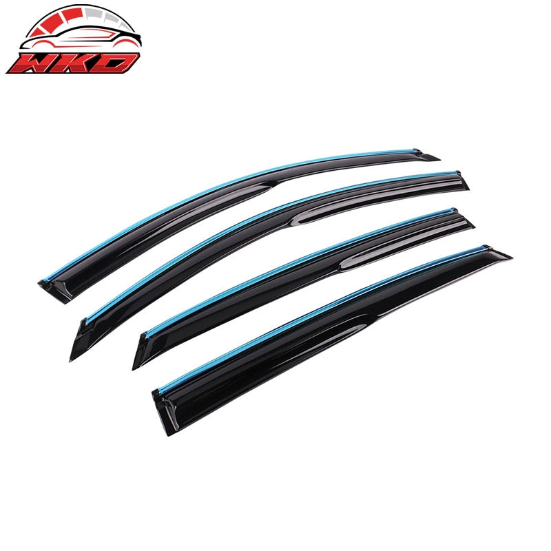 Fits 18-26 Honda Accord Mugen Style 4PCS Tape-On Window Visors W/Chrome Trim