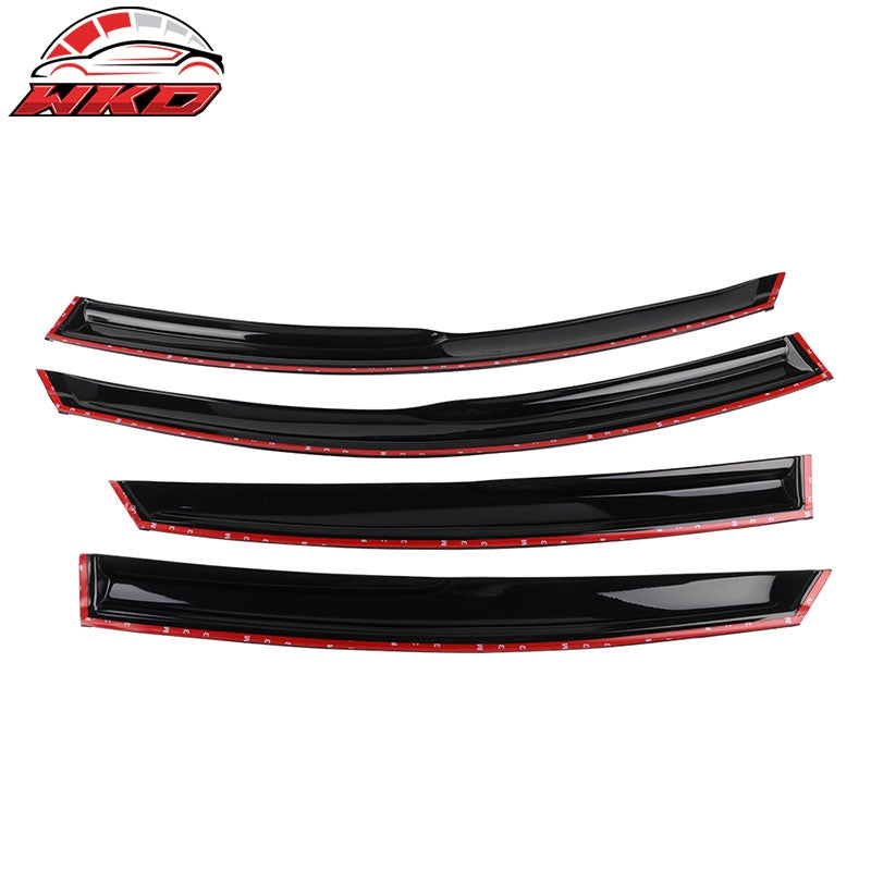 Fits 18-26 Honda Accord Mugen Style 4PCS Tape-On Window Visors W/Chrome Trim