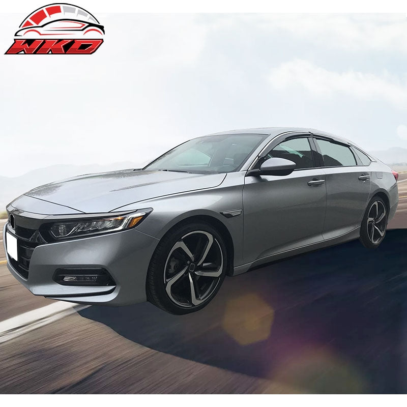 Fits 18-26 Honda Accord Mugen Style 4PCS Tape-On Window Visors W/Chrome Trim