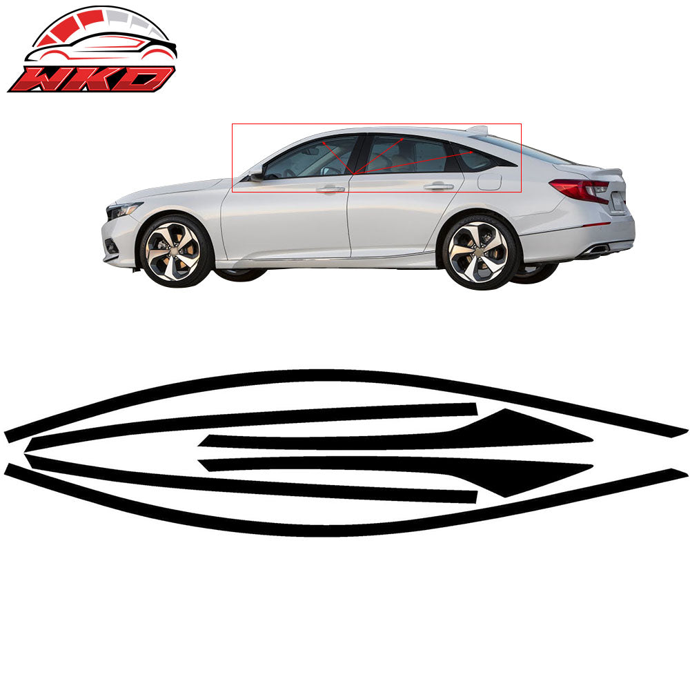 Fits 18-22 Honda Accord Chrome Window Trims Delete Vinyl Gloss Black