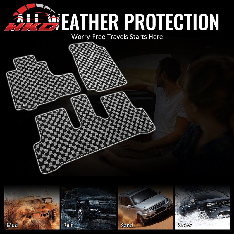For 07-11 Honda CR-V Auto Floor Mats Non-Slip Carpets Checkered Black Gray Plaid