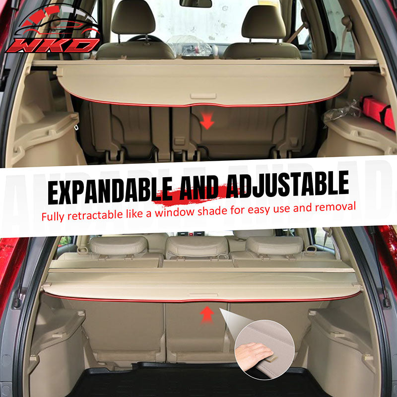 Fits 07-11 Honda CR-V OE Style Retractable Rear Trunk Privacy Cargo Cover Beige