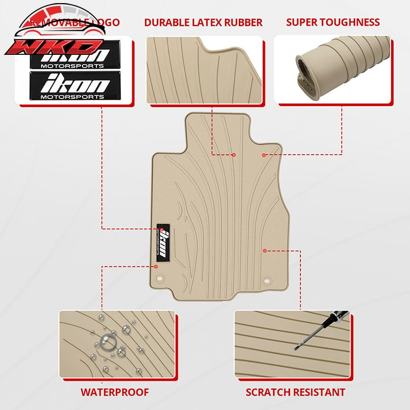 Fits 12-16 Honda CR-V Latex Rubber Floor Mats Liner Custom Fit Carpets Beige 3PC