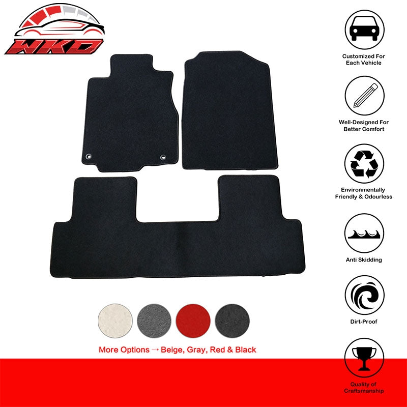 Fits 12-16 Honda CRV Black Nylon Front Rear Floor Mats Carpets 3PC