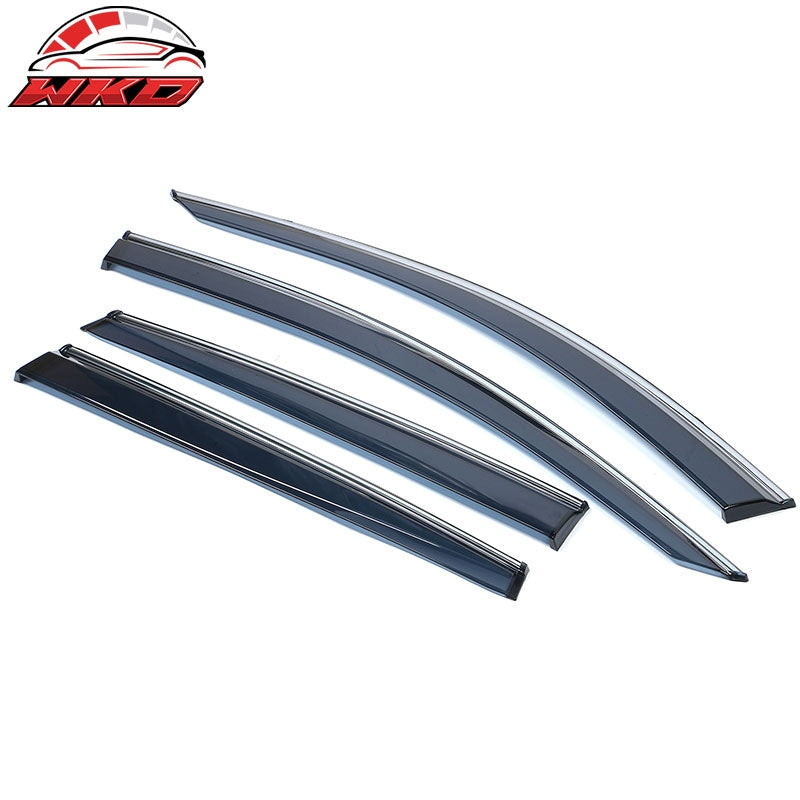 Fits 17-22 Honda CRV Window Visors w/ Chrome Trim Polycarbonate 4Pc Set