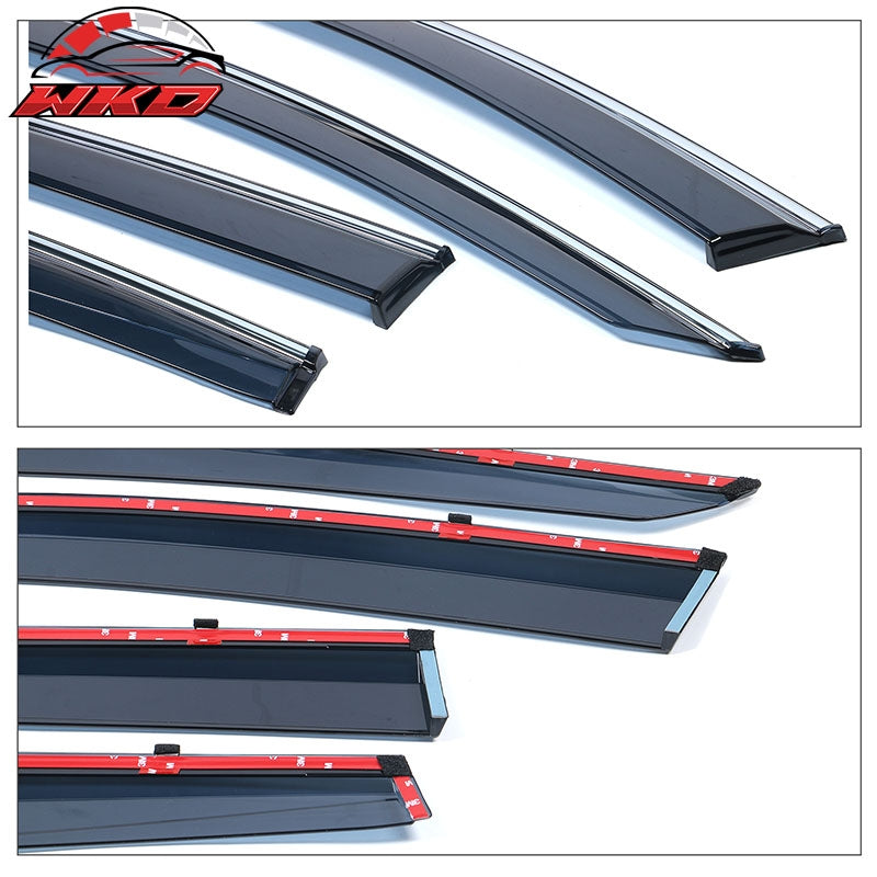Fits 17-22 Honda CRV Window Visors w/ Chrome Trim Polycarbonate 4Pc Set