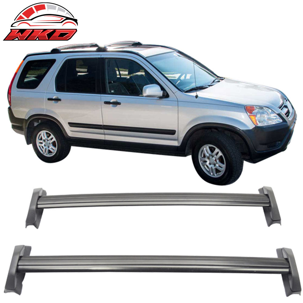 Fits 02-06 Honda CRV OE Black Top Cross Bar Roof Rack Luggage Carrier Alloy Set