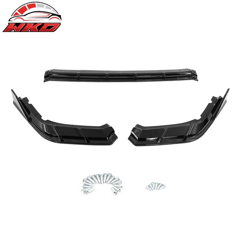Fits 22-24 Honda Civic 11th FE-C Style Gloss Black Front Bumper Lip Spoiler 3PCS