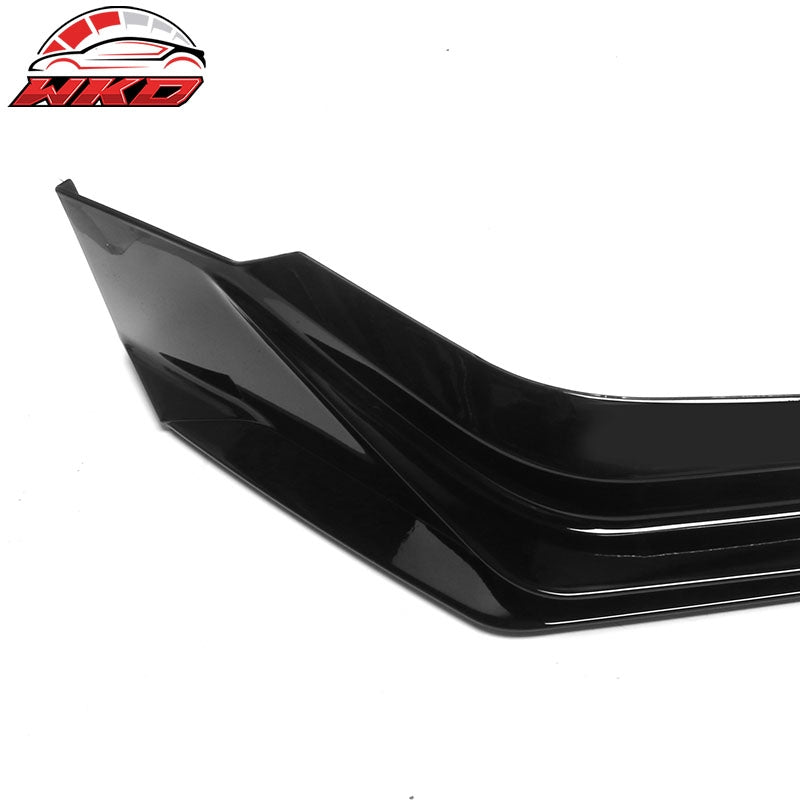 Fits 22-24 Honda Civic 11th Gen IKON Gloss Black PP Front Bumper Lip Spoiler 3PC
