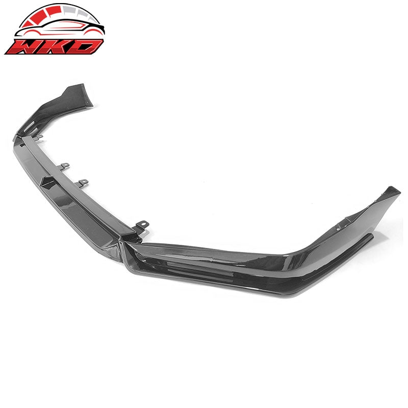 Fits 22-24 Honda Civic 11th Gen IKON Style Front Bumper Lip W/LED PP Gloss Black