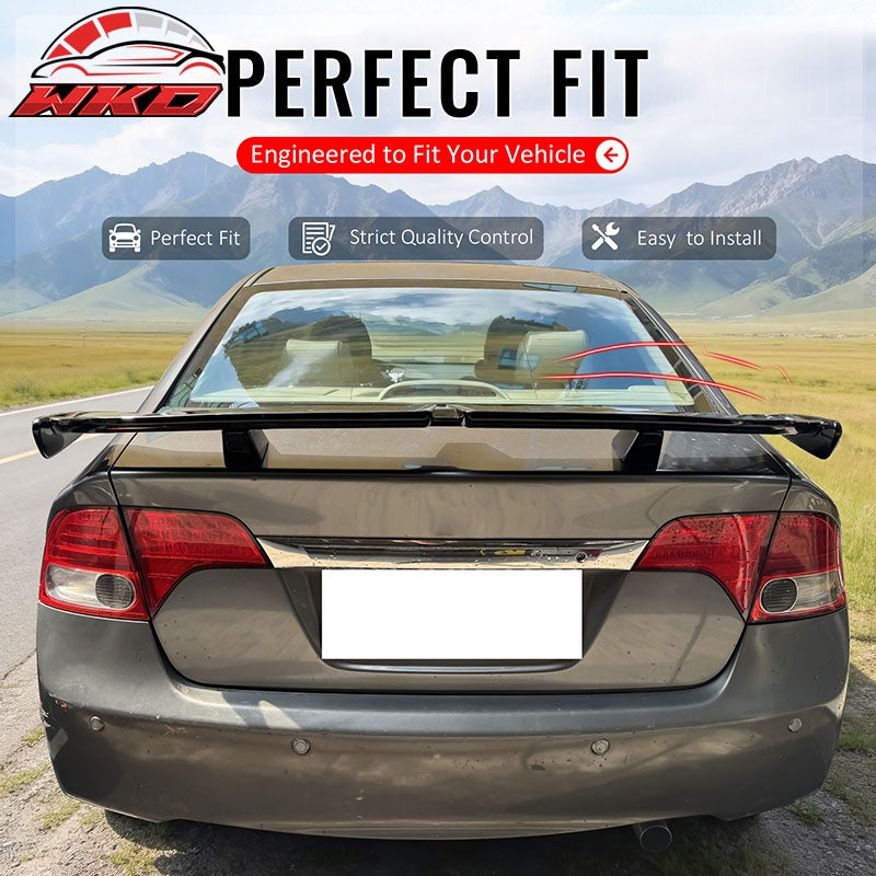Fits 06-11 Honda Civic 4DR 54" PRO Style Rear Trunk Spoiler Wing Matte Black ABS
