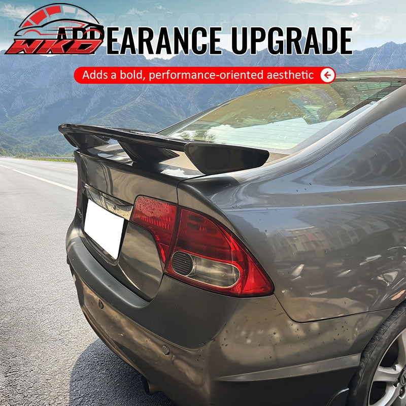 Fits 06-11 Honda Civic 4DR 54" PRO Style Rear Trunk Spoiler Wing Matte Black ABS