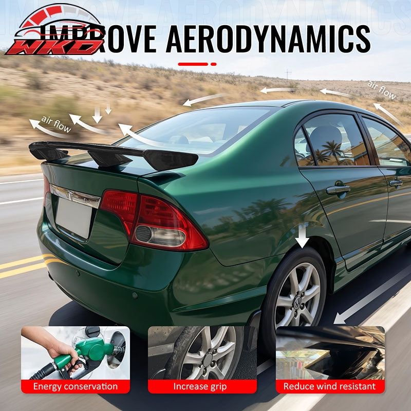Wholesale 06-11 Honda Civic 4DR 54" PRO Style Rear Trunk Spoiler Wing Gloss Black ABS - Wikond Auto