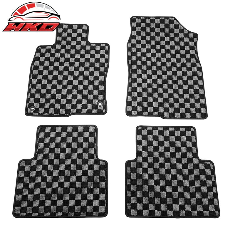 Wholesale For 16-21 Honda Civic 4DR Floor Mats Non-Slip Carpets Checkered Black Gray Plaid