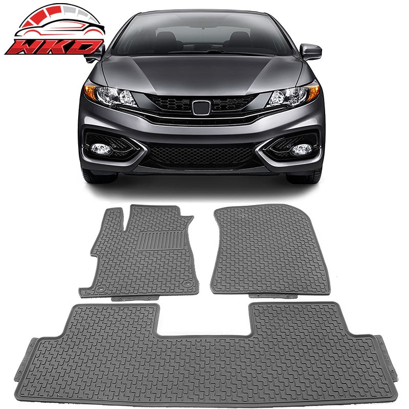 Fits 12-15 Honda Civic 4DR Latex Floor Mats Gray All Weather Car Carpets Liner